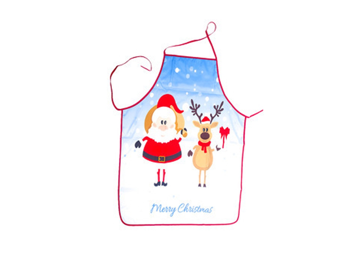 Delantal navideño, estilo tarjeta con Papá Noel/alce/nieve, para cocinar RNEMITERY