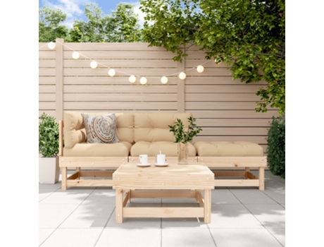 Conjunto 4 de muebles de jardín VIDAXL y cojines madera maciza