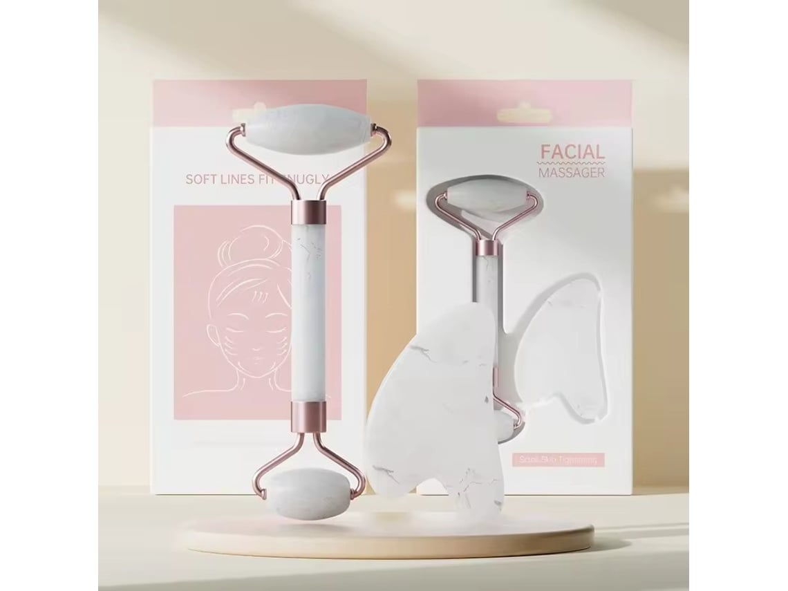 (blanco) Set De Masajeador Facial De Cuello Y Gua Sha De Resina, 2 Piezas Por Set