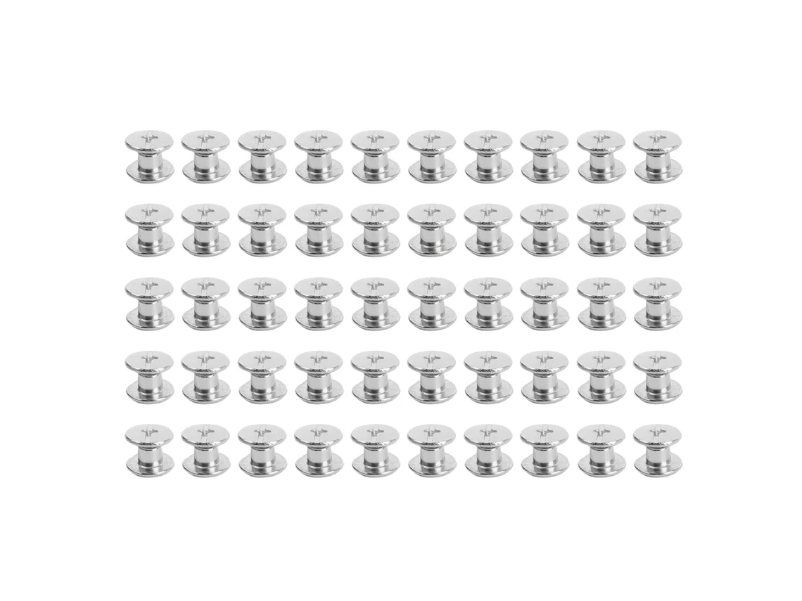 50 Juegos De Tornillos De Cabeza Plana De Acero Inoxidable Chicago M4 Para Trabajos En Cuero.