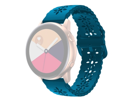 Correa de Silicona flor de ciruelo 20mm ahuecado para Samsung Galaxy Watch4 40mm/44mm/Watch4 Classic 42mm/Garmin Venu 2 Plus - cian roca