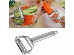 Pelador de frutas multifuncional de acero inoxidable con doble cortador