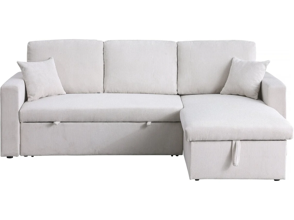 Sofá Esquinero Convertible De Pana <<alain>> - 3 Asientos - Beige