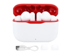 Fone De Ouvido Bluetooth 5.0 T06 Sem Fio True Wireless Earbuds Meio Intra-auricular Esportivo Branco Com Vermelho