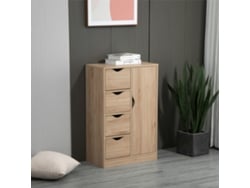 VPMKP - Aparador Homcom para salón, 4 cajones, 1 puerta, estante interno, multifuncional, 54x29x83 cm, roble.