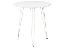 Mesa Redonda De Estilo Nórdico Con Patas Metálicas Tipo Horquilla, Para Cocina/salón, 70 Cm De Diámetro, Color Blanco.