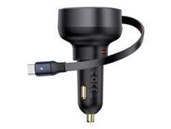 Cargador De Coche Baseus Enjoyment Pro De 60 W Con Puerto Usb-c Y Cable Usb-c Retráctil - Negro