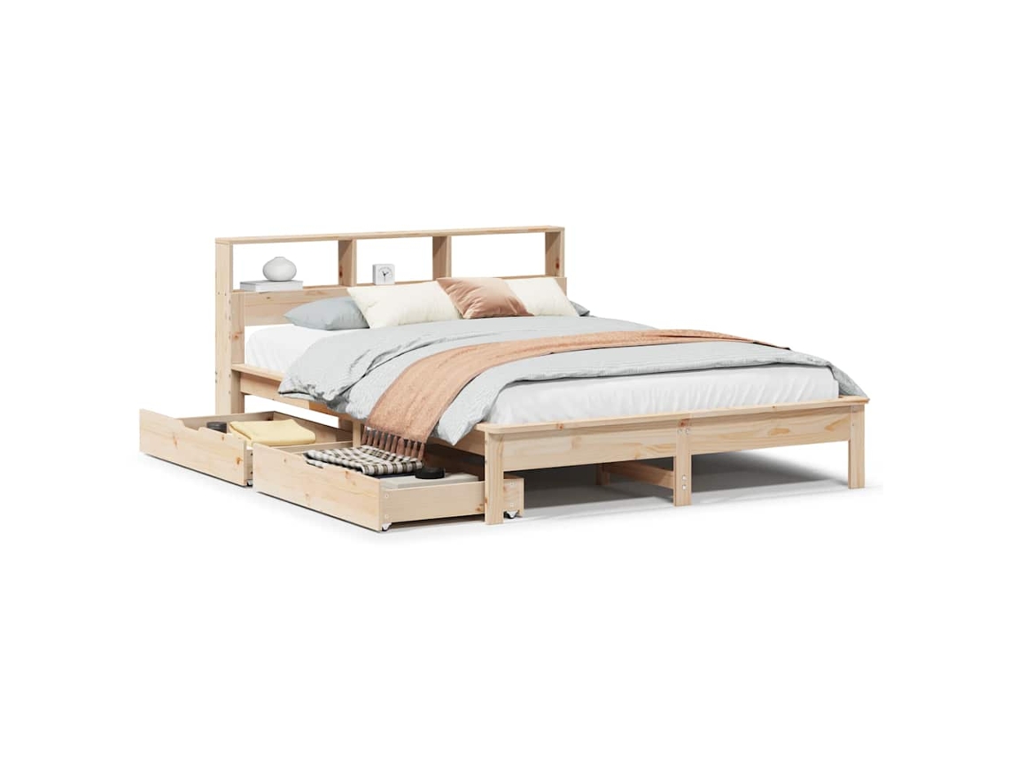Maison Exclusive - Cama Con Estantería Sin Colchón Madera Maciza De Pino 140x200cm