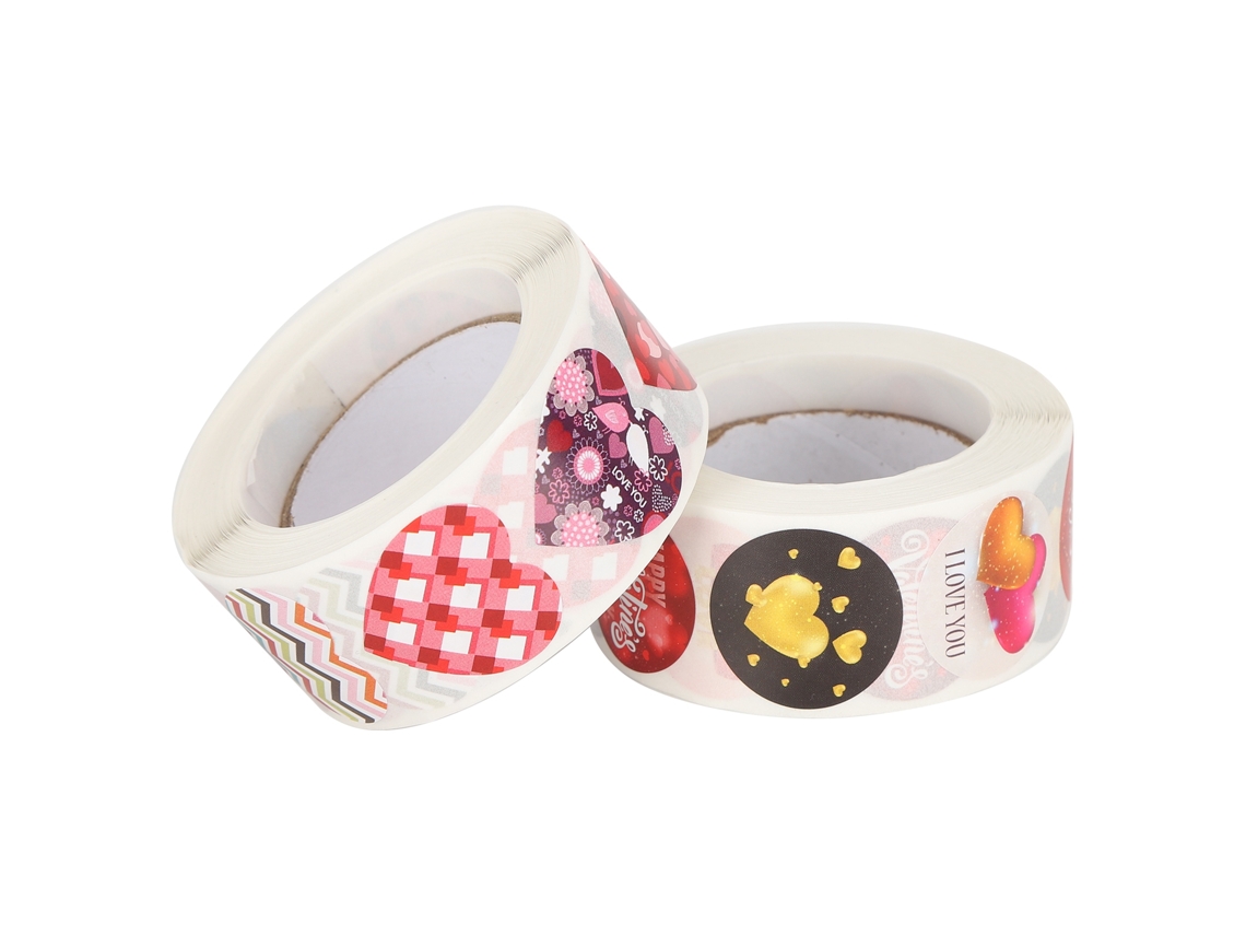 2 Rollos De Pegatinas De Material Washi Para Scrapbooking Y Decoración Embalaje Regalo Fondo Rojo Amor