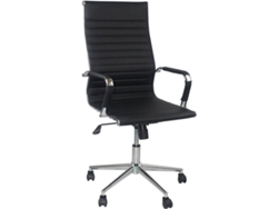 Silla de Oficina THINIA Elegancia Negro (Brazos Fijos - Cuero PU, Acero, Plástico)