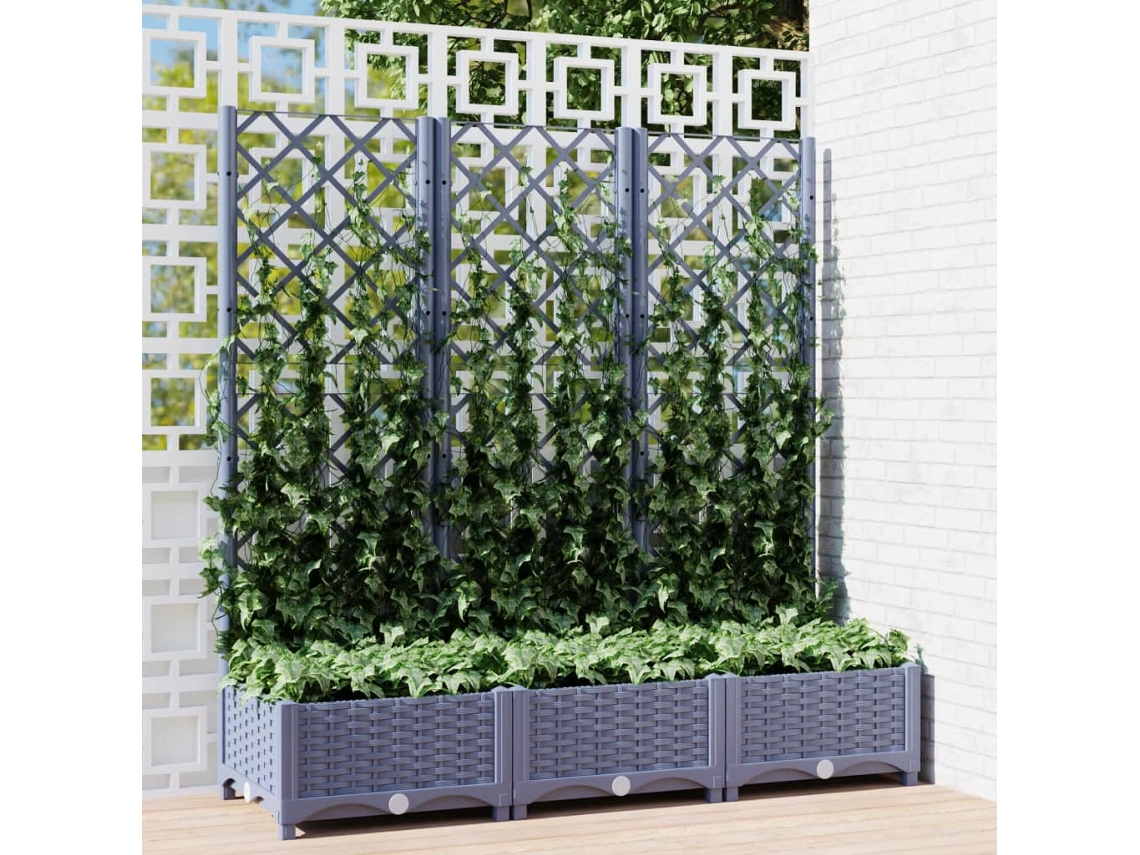 Maceta/Jardinera de Jardín con Enrejado 120X40X121,5 Cm PP Gris Oscuro