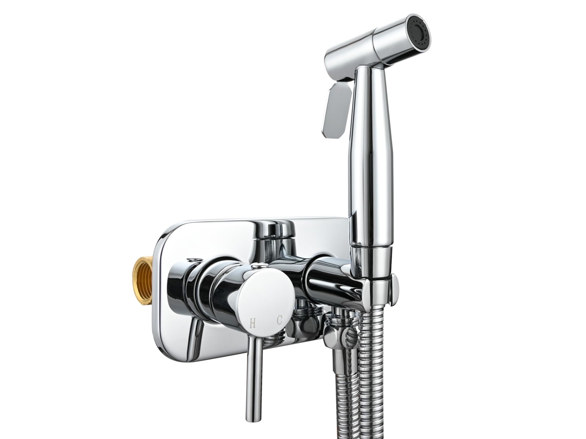 Juego de ducha de acero inoxidable con ducha de mano de agua fría y caliente, 1,5 m, oro cepillado, Btforus