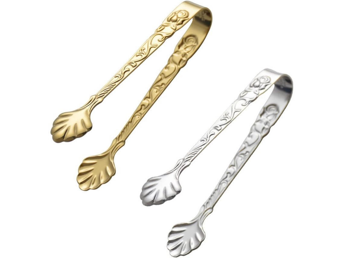 2026da-pinzas De Hielo Linjou 2 Piezas Acero Inoxidable Anti-deslizante Para Comida Mini Diseño Rosa