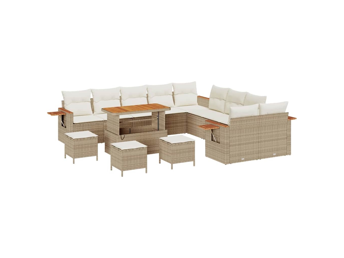 Maison Exclusive - Juego de sofás de jardín de mimbre beige y crema de 18 piezas