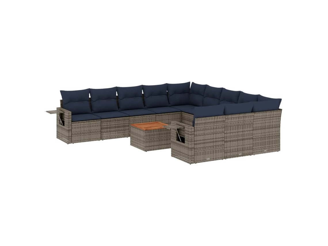 Maison Exclusive - Conjunto De Sofá De Jardín De 12 Piezas Con Cojines, Poliratán Gris