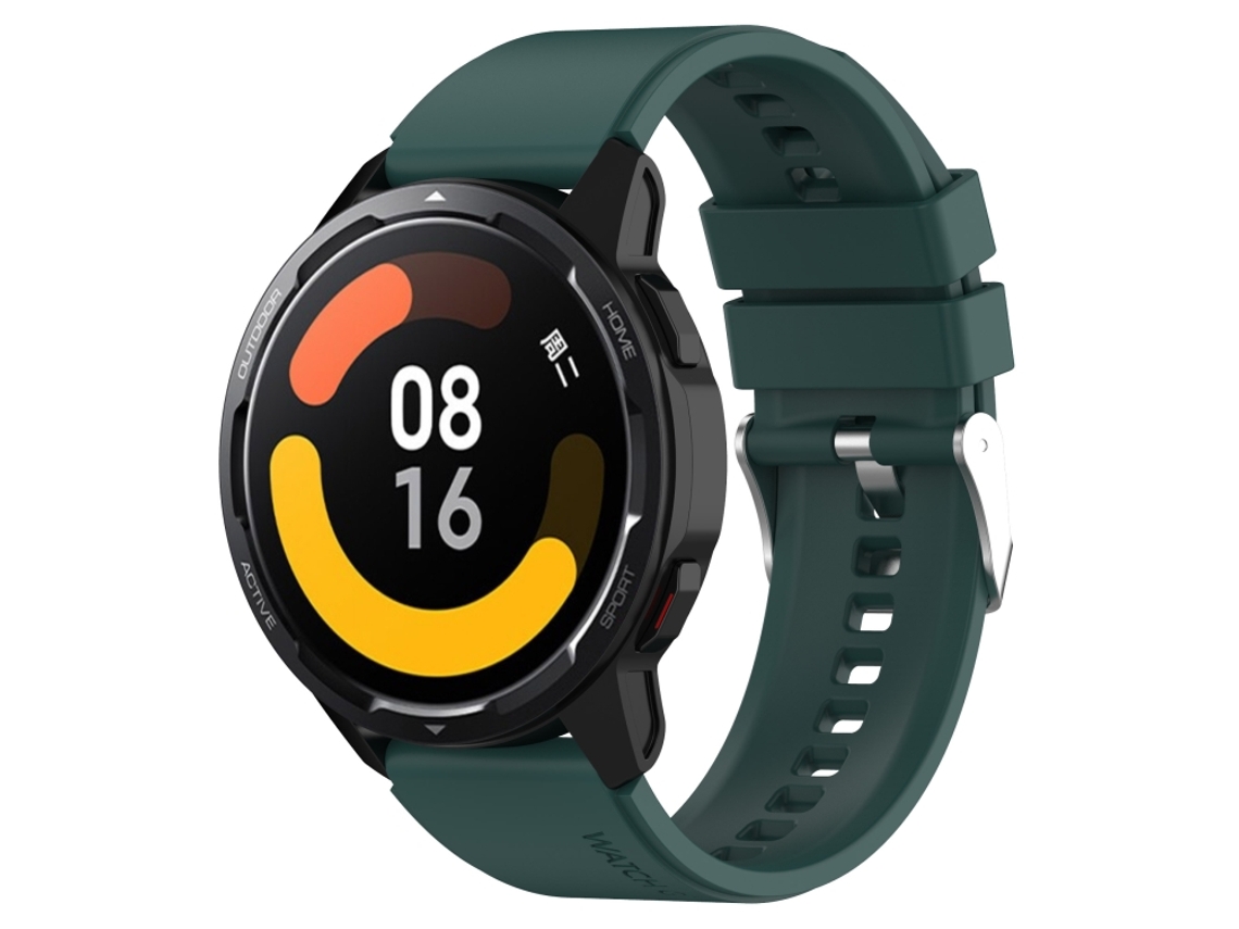 Bracelete Para Samsung Galaxy Watch 4 (40mm/44mm) - Silicone Com Cabeça Saliente - Fivela Prata (20mm) - Verde Escuro