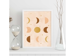 Póster NACNIC con Imagenes Abstractas de Soles y Lunas. con Cuerpos Celestiales en Tonos Marrones. 'Celestial 6