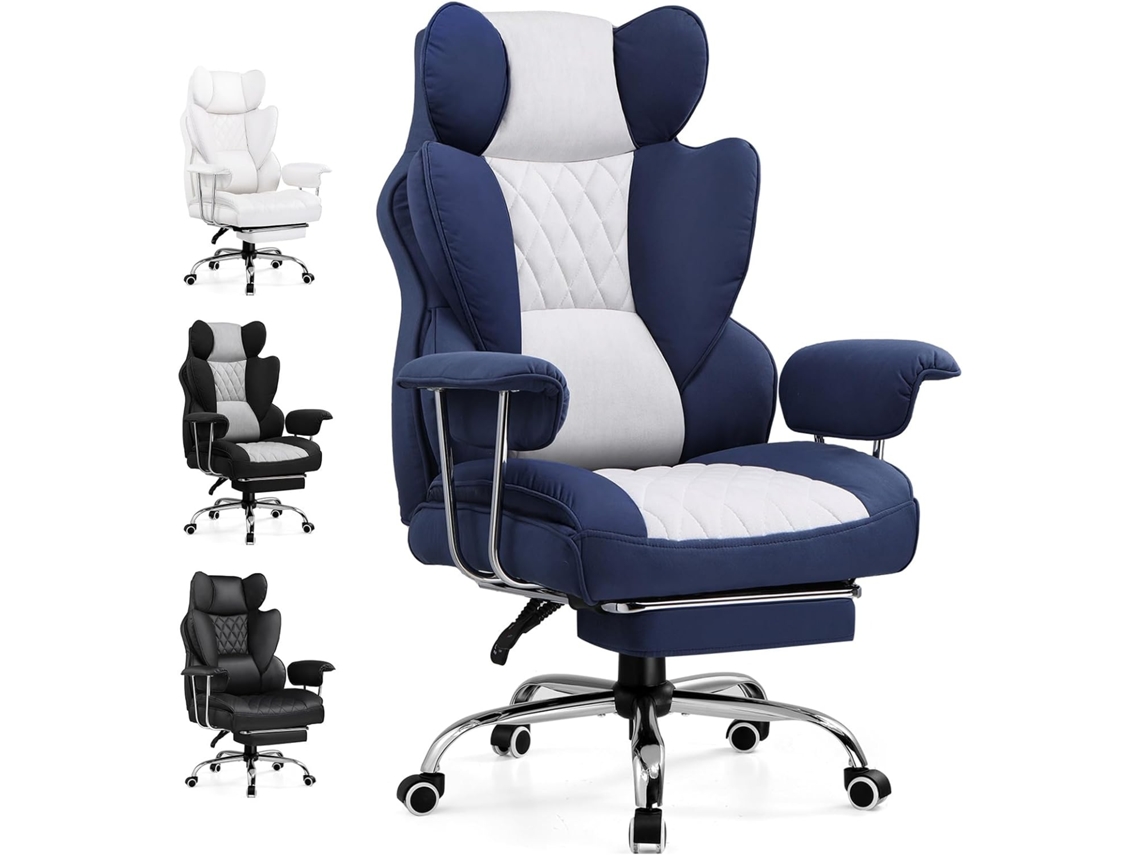 Silla GTPLAYER para Juegos, Silla de Oficina Con Soporte Lumbar de Resortes Ensacados, CóModa para Computadora con Reposabrazos y Reposapiés Azul
