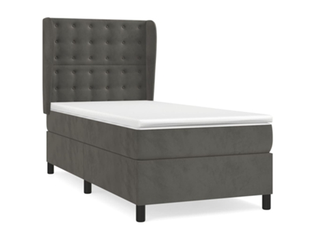 vidaXL Cama con somier y colchón 90x200 cm terciopelo gris oscuro