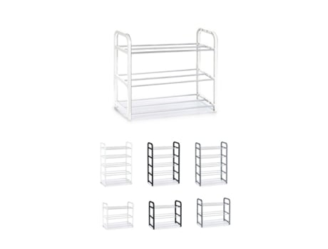 Zapatero de Metal e Plástico – Zapatero Organizador Ideal para Recibidor, Pasillos e Salón Blanco 3 Estantes