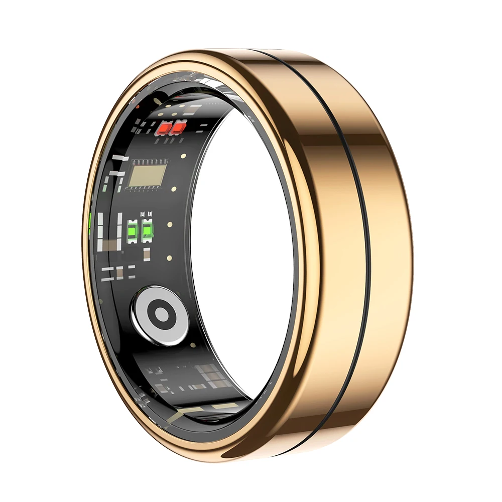 Anillo inteligente (talla 12, dorado) Monitor de salud para natación, anillo ligero para monitorización de la frecuencia cardíaca y la saturación de oxígeno en sangre.