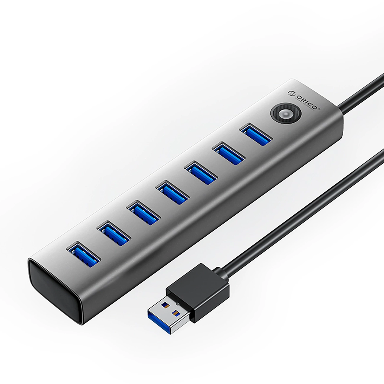 Concentrador Orico de 7 puertos USB A 3.0 y USB C para PC y portátil, cargador rápido de 5 V/3 A y 1 m
