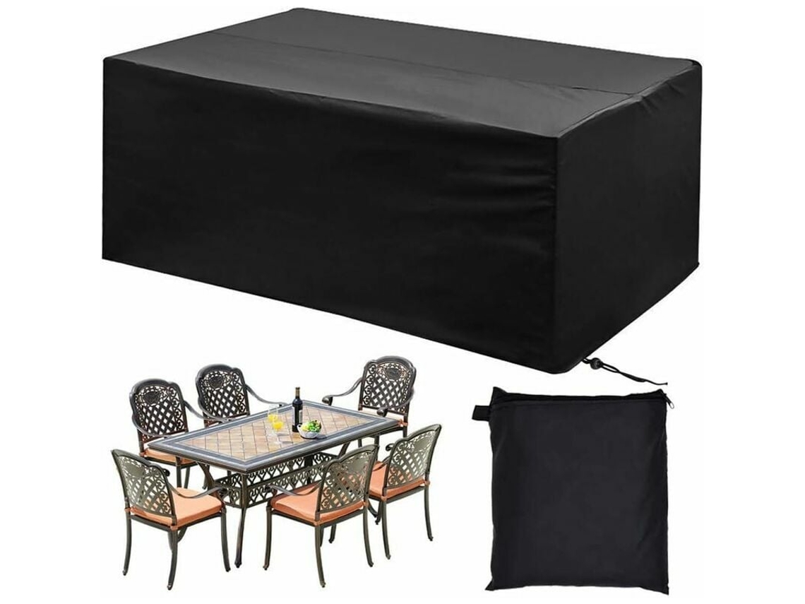 JILLIOPER Fundas para mesa de comedor de exterior, fundas para mesa de patio impermeables de 200 cm x 160 cm x 70 cm, lona resistente con protección total contr