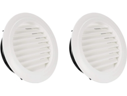 2 Rejillas De Ventilación Redondas De 8 Pulgadas, Cubierta De Rejilla De Lamas De Abs, Color Blanco, Para Alero Con Malla Mosquitera Integrada.