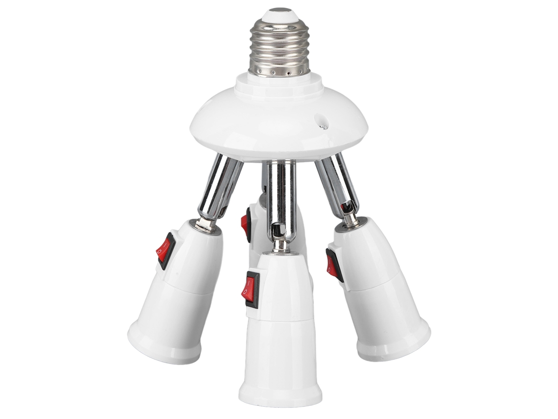 Bj-divisor De Luz 4 Em 1 Socket E26 E27 Resistente Ao Calor Rotação 360 Graus Flexão 180 Graus Com Interruptor 85‑265v