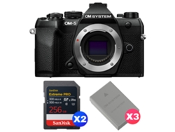 Om System Om-5 Mark Ii Negro + 2 Sandisk 256gb Extreme Pro Uhs-ii Sdxc + 3 Om System Bls-50 + Ebook “20 Consejos Para Fotos Que Impactan”