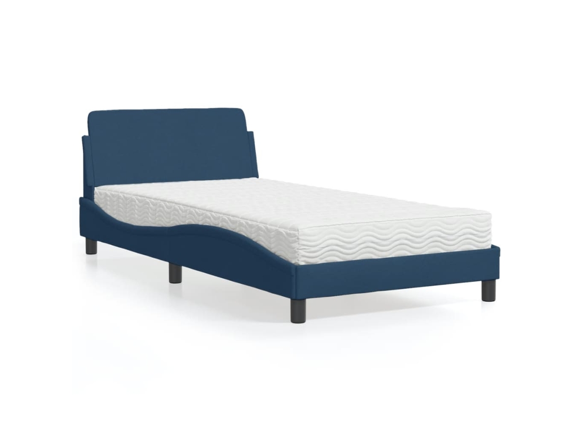 Cama Con Colchón Tela Azul 100x200 Cm