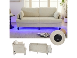 Sofá De 2 Plazas Con Tapicería De Chenilla, Iluminación Led, Puerto Usb, Patas De Madera, Bolsillo Y Espacio De Almacenamiento.