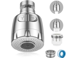 Aerador De Grifo Giratorio 360, Filtro De Agua Ajustable Con 2 Modos, Nozzle Rociador, Plata