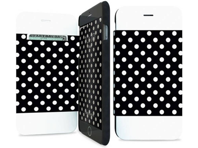 Funda iPhone 6, 6s, 7, 8 I-PAINT Folio Pois Negro