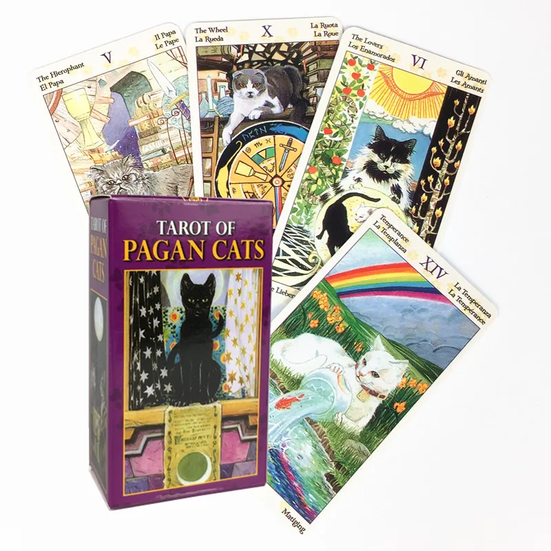 Cartas De Tarot Pagano Del Gato De 78 Cartas (versión En Inglés) - Juego De Mesa Para Reuniones Familiares - Adivinación Con Cartas Oráculo