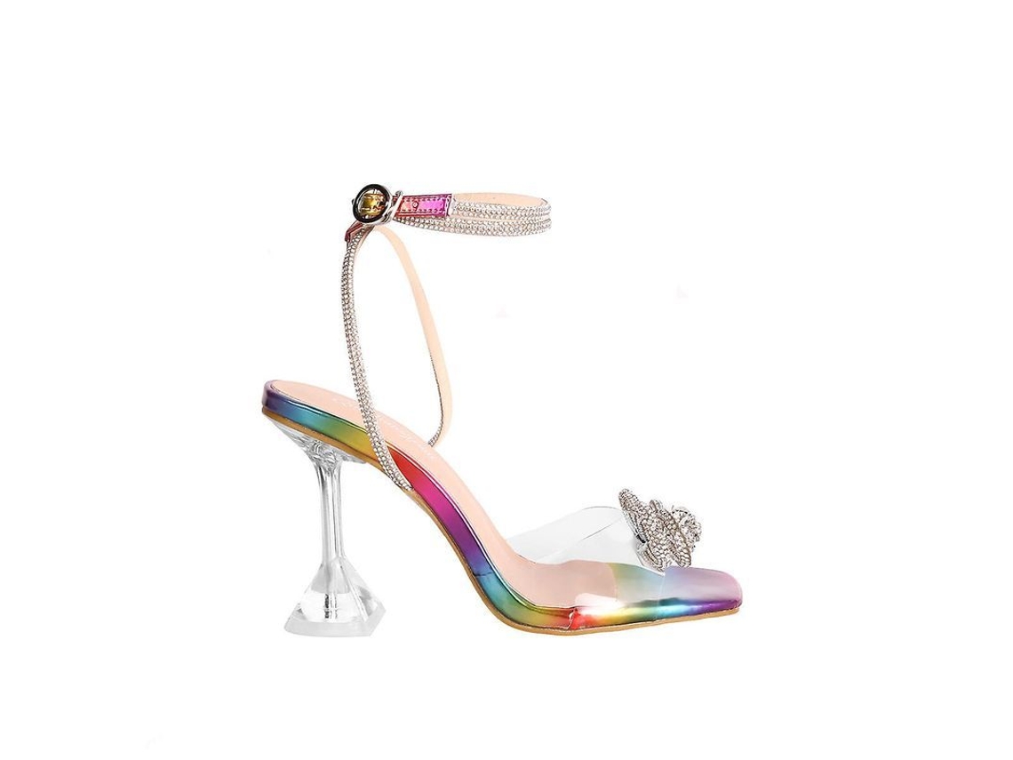 2026-zapatos De Tacón Con Moño De Piedras Para Mujer, Sandalias De Bodas, Tacón Cuadrado, Suela Antideslizante
