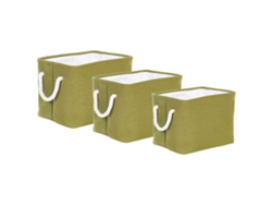Juego de canastas decorativas BELIANI Darqab de Poliéster Verde 37x27x28