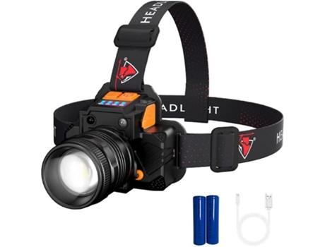 Linterna frontal LED recargable manos libres con sensor de movimiento y múltiples modos de iluminación para actividades al aire libre (negro) CHRON...
