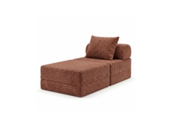Sofá Modular 1 Lugar + Puff  Convertible Veludo Listado Terracota
