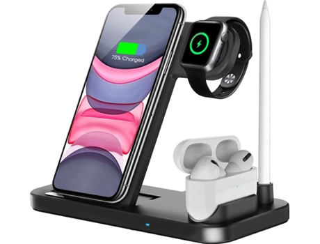 Cargador inalámbrico, estación de carga rápida con certificación Qi 4 en 1, compatible con Apple Watch Airpods Pro iPhone 12/11/11pro/X/XS/XR/Xs CH...
