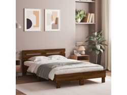 Cama Con Cabecero Madera De Ingeniería Marrón Roble 120x200 Cm