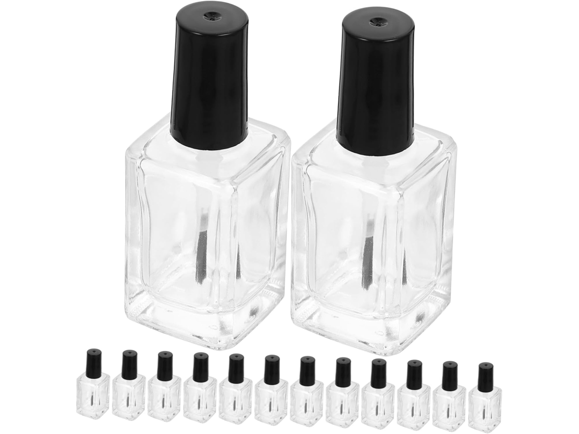 Lot De 15 Flacons En Verre Transparent 15 Ml Para Vernis À Ongles Con Pinceau, Mini Pot À Portab...
