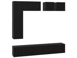 Maison Exclusive - Conjunto De Mueble De Tv 8 Pcs Roble Negro Madera De Ingeniería
