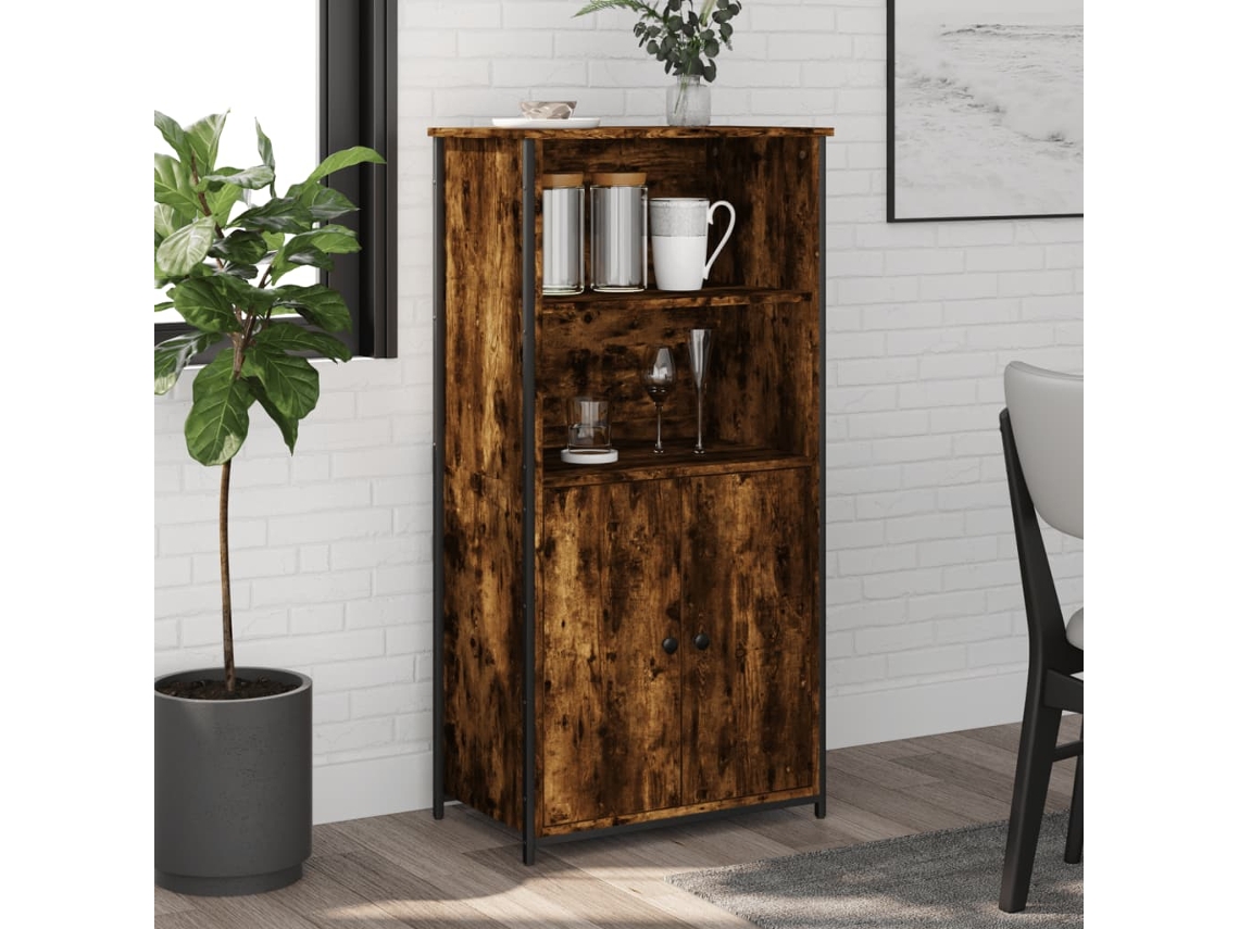 Aparador Alto Madera Contrachapada Roble Ahumado 62x36x121,5 Cm