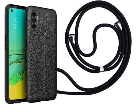 Funda Oppo A53S Rugged Leather con Collar Negro