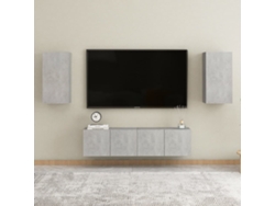 4 Pzs Pack de Muebles de Armario Tv Contrachapado Gris Cemento