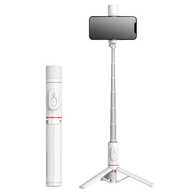 Palo selfie 3 en 1 con trípode, aleación de aluminio, Bluetooth y telescópico MDUG (blanco)