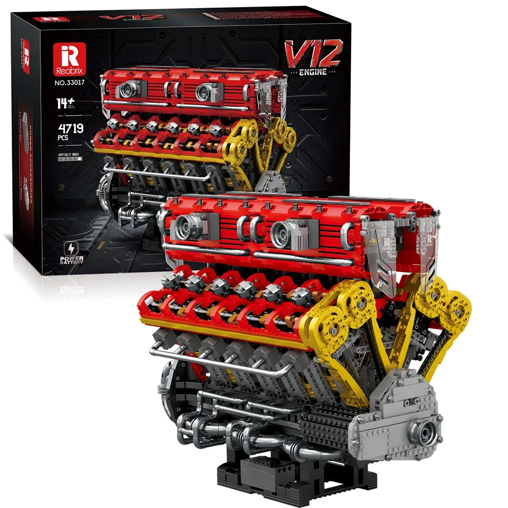 (4719 Piezas) Set De Bloques De Construcción Tech Brick Para Modelo De Motor V12