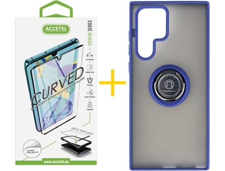 Carcasa + Protector de Pantalla para Samsung Galaxy S22 Ultra 5G ACCETEL Azul