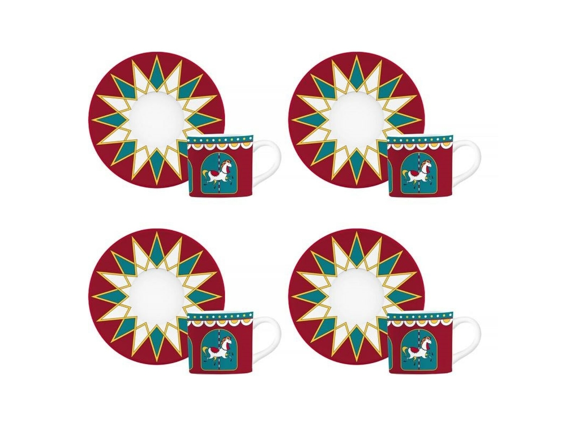 Juego de tazas de café Bialetti Winter Wonderland (porcelana turquesa, 80 ml)